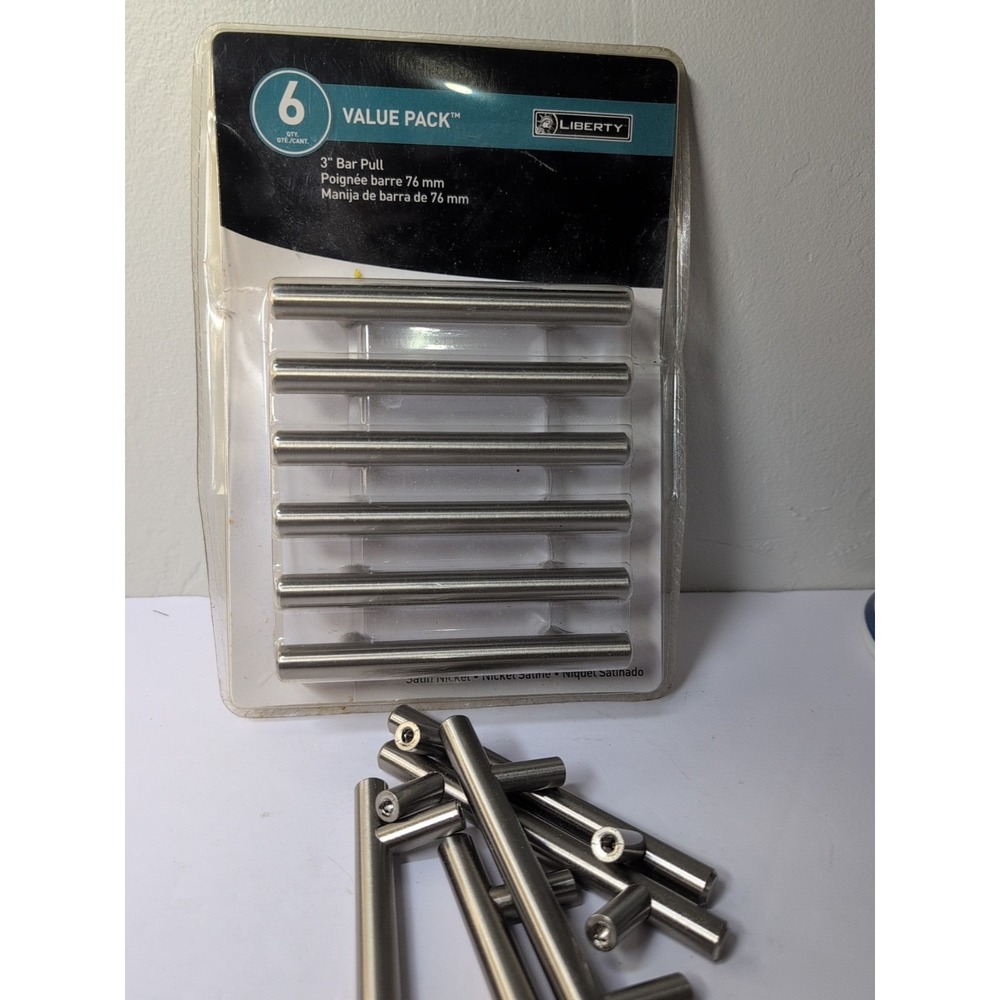 30 LIBERTY 3" CABINET BAR PULL SATIN NICKEL STEEL 6 NEW IN PACKAGE 6 Open packag